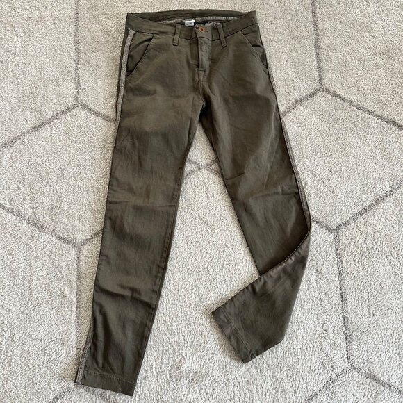 NSF The Wallace Olive Green Skinny Jeans with Side Sparkle Stripe sz 24 - Picture 1 of 8